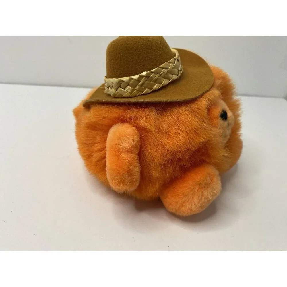 Russ Cowboy Hat Orange Puff Ball Plush 6 Inch Stuffed Animal‎ toy Vintage